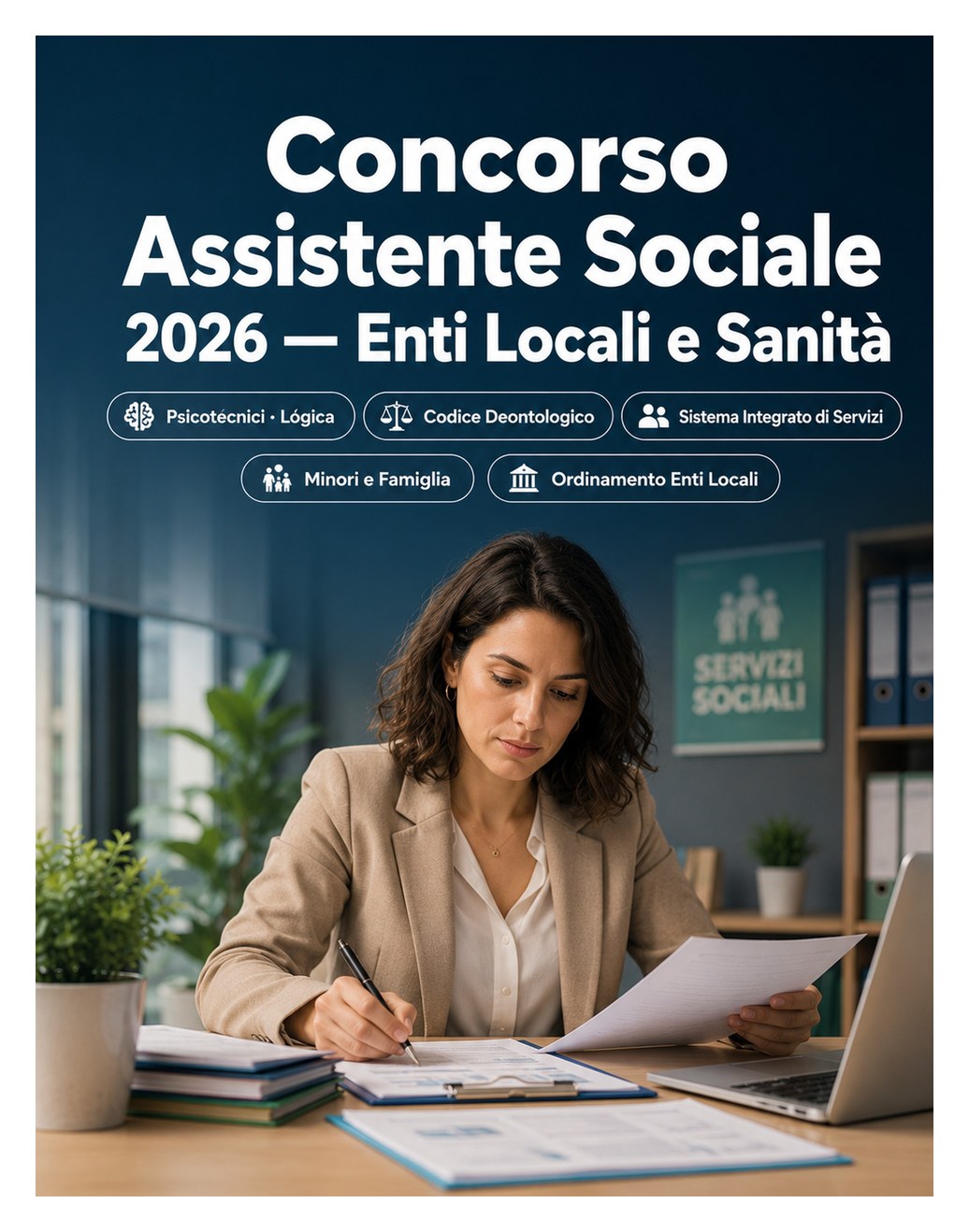 Concorso Assistente Sociale 2026 — Quiz commentati, casi pratici, normativa sociale, servizi territoriali, deontologia e prova orale