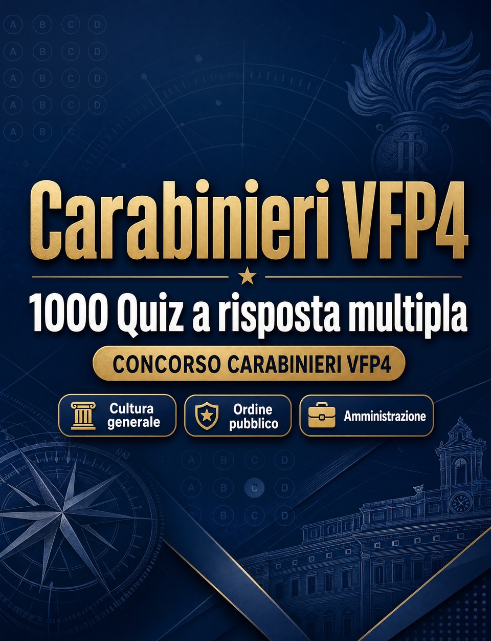 Carabinieri VFP4 2026-2027 : 1000 Quiz a risposta multipla Carabinieri VFP4 2026-2027 : 1000 Quiz a risposta multipla — Preparazione al concorso: QCM Sicurezza, Amministrazione, Etica, Reportistica, Procedure operative e simulazione delle prove per superare