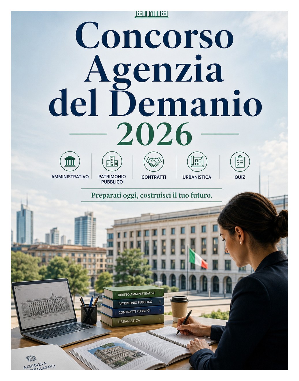 Concorso Agenzia del Demanio 2026 Concorso Agenzia del Demanio 2026 — Diritto amministrativo, patrimonio pubblico, contratti, contabilità, urbanistica, logica e quiz per la selezione