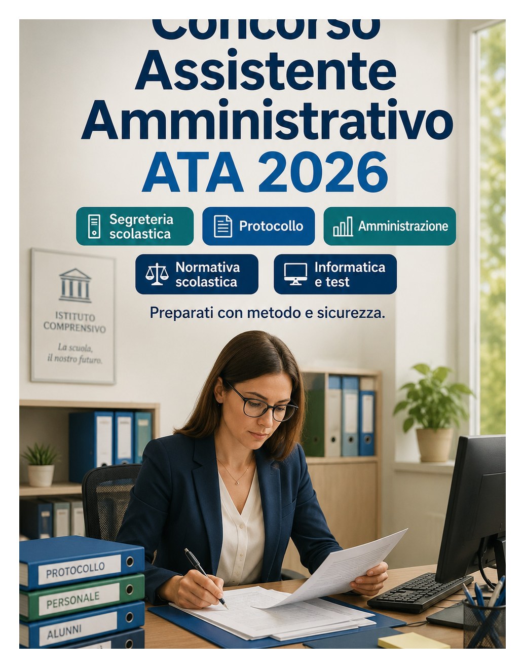 Concorso Assistente Amministrativo ATA 2026 Concorso Assistente Amministrativo ATA 2026 — Segreteria scolastica, protocollo, amministrazione, contabilità di base, normativa scolastica, informatica e test