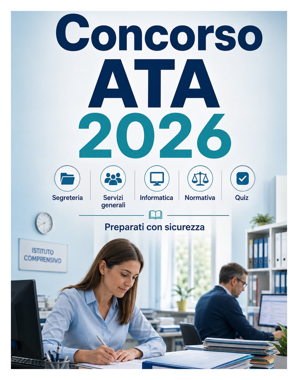Concorso ATA 2026 — Personale amministrativo, tecnico e ausiliario: scuola, segreteria, servizi generali, informatica, normativa e quiz