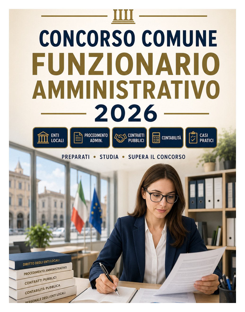 Concorso Comune Funzionario Amministrativo 2026 Concorso Comune Funzionario Amministrativo 2026 — Diritto degli enti locali, procedimento amministrativo, contratti pubblici, contabilità, personale e casi pratici