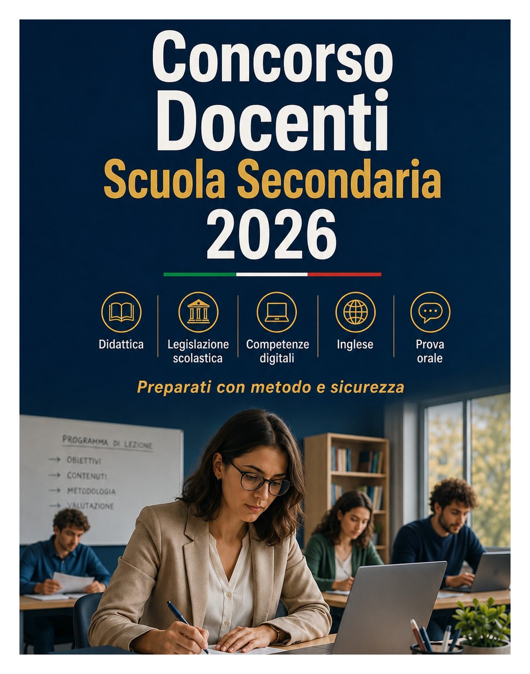 Concorso Docenti Scuola Secondaria 2026 — Preparazione per cattedre secondaria: disciplina, didattica, legislazione scolastica, competenze digitali, inglese e prova orale