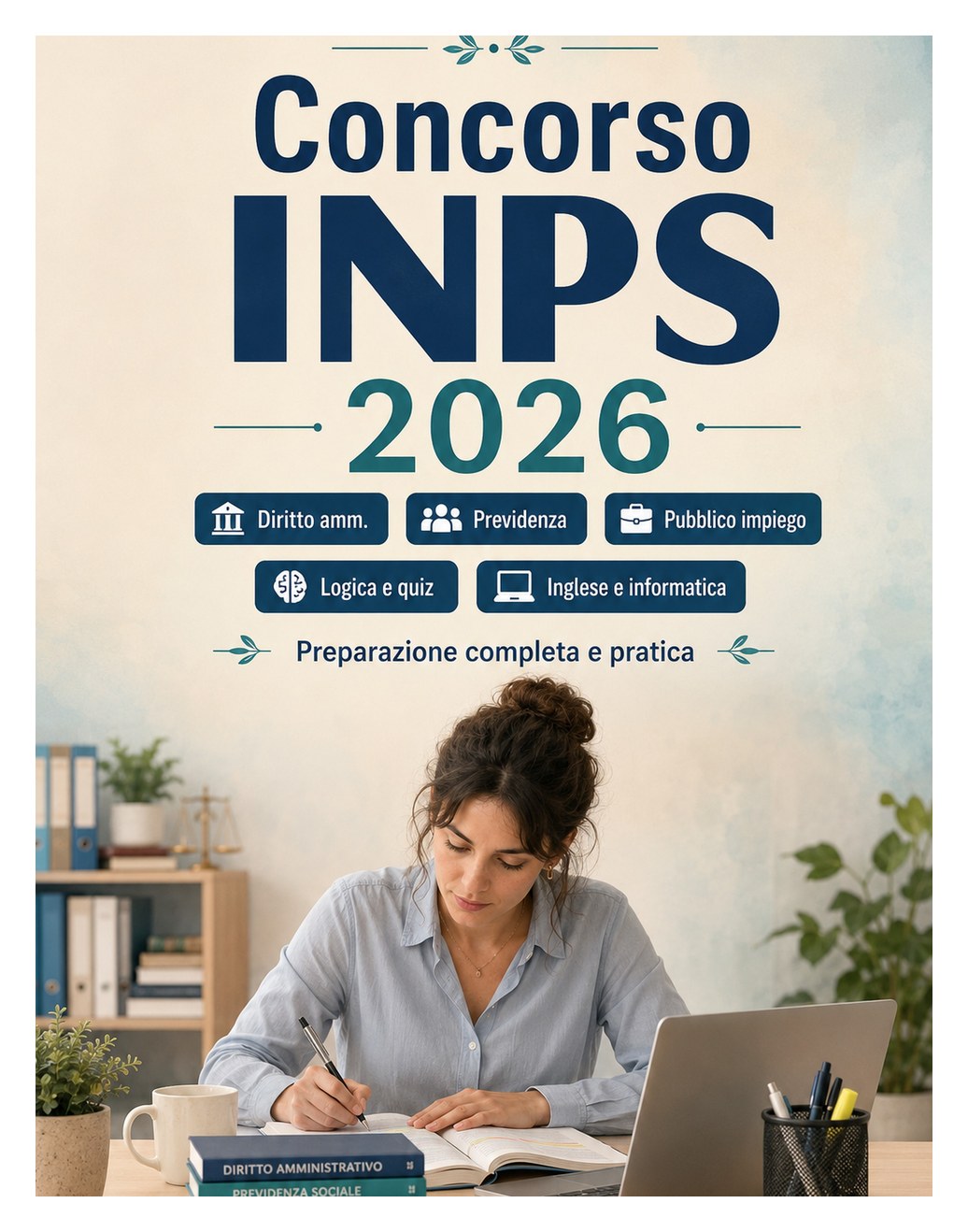 Concorso INPS 2026 — Preparazione completa INPS: diritto amministrativo, previdenza sociale, pubblico impiego, logica, inglese, informatica e quiz