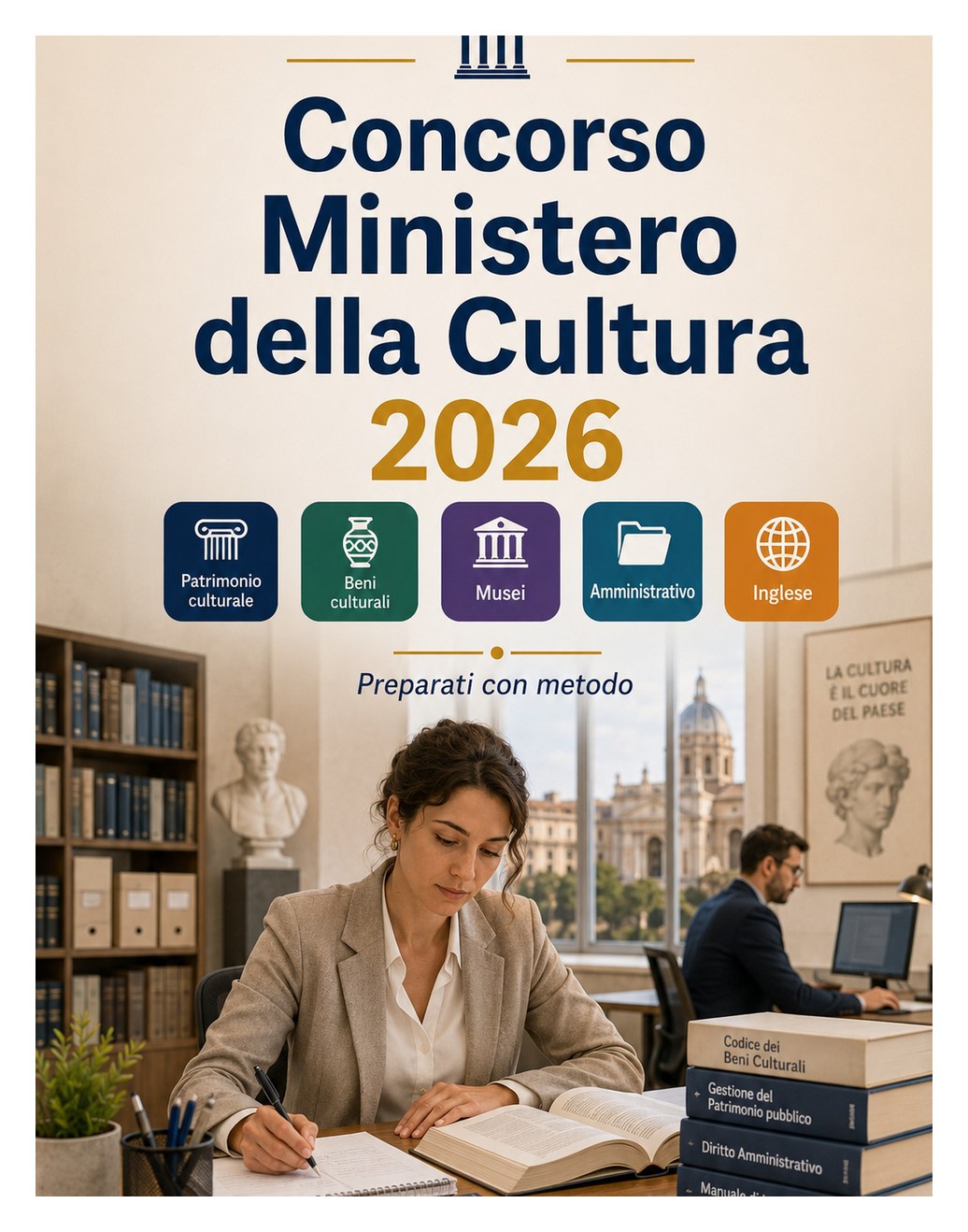 Concorso Ministero della Cultura 2026 — Patrimonio culturale, beni culturali, musei, archivi, biblioteche, diritto amministrativo, inglese e test