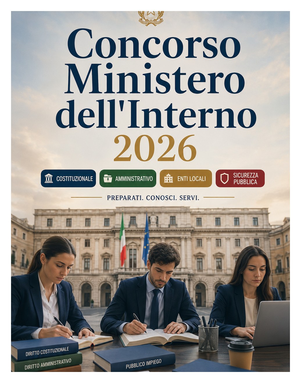 Concorso Ministero dell'Interno 2026 — Diritto costituzionale, amministrativo, enti locali, pubblico impiego, sicurezza pubblica, informatica e quiz