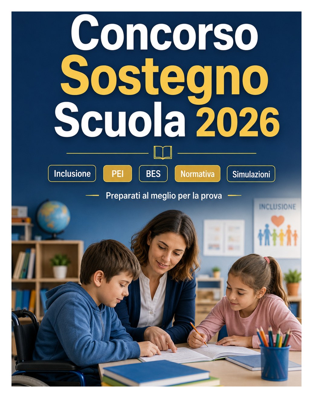 Concorso Sostegno Scuola 2026 Concorso Sostegno Scuola 2026 — Inclusione, disabilità, PEI, BES, didattica speciale, normativa scolastica, casi pratici e simulazioni d'esame