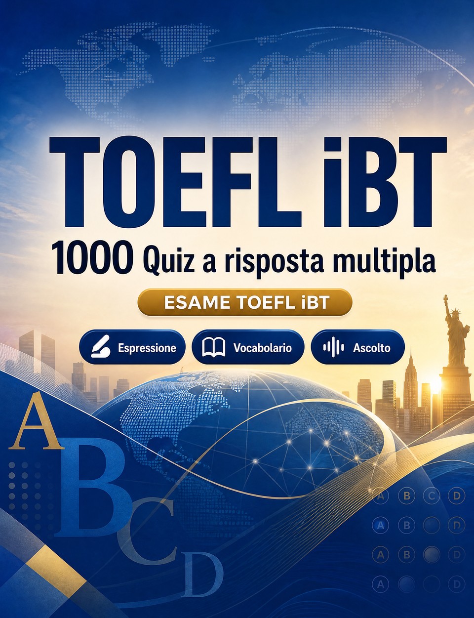 TOEFL iBT 2026-2027 : 1000 Quiz a risposta multipla — Preparazione esame inglese: Vocabolario, Scrittura, Ortografia, Formato d'esame, Simulazioni e ripasso scritto per superare il certificato di lingua