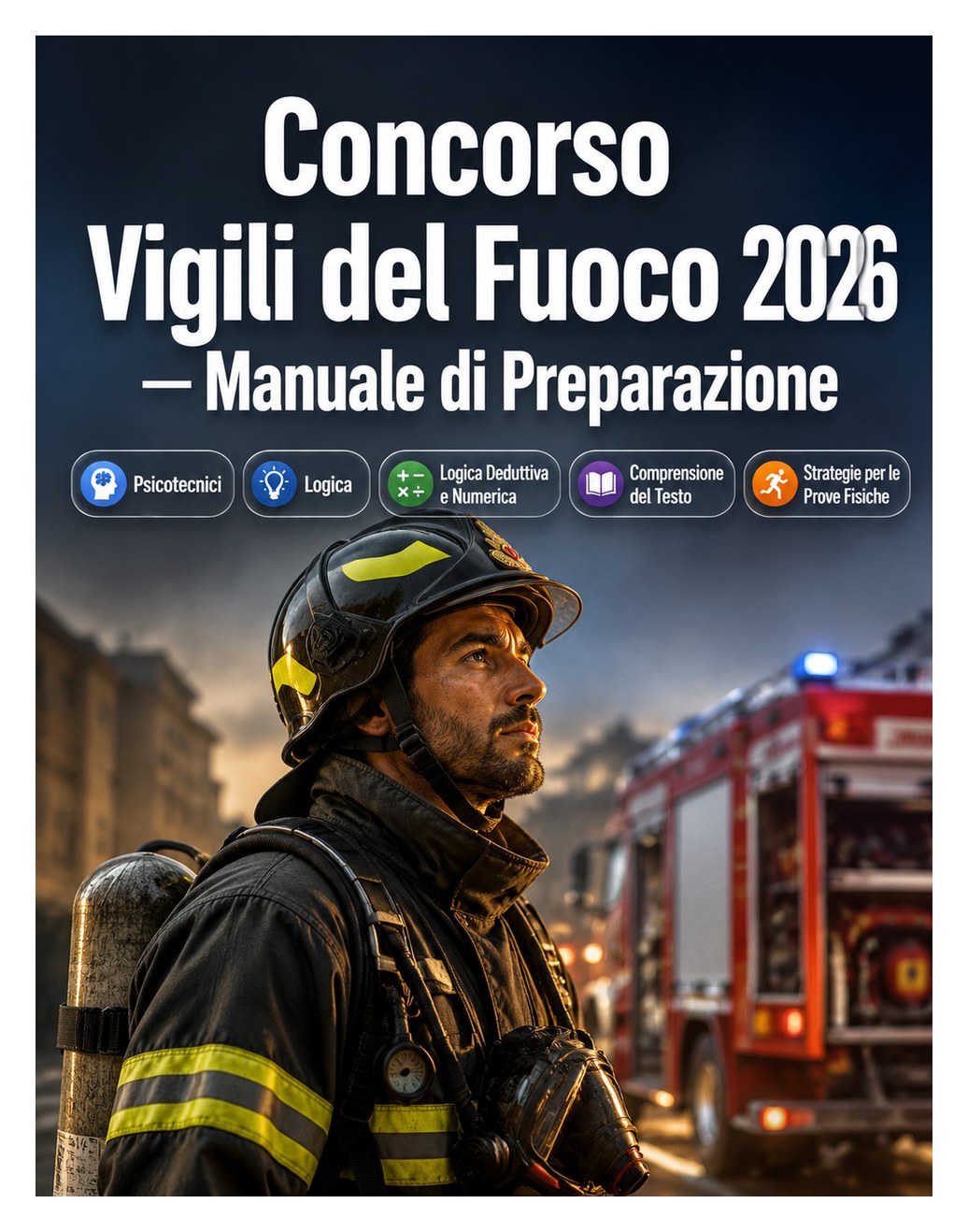 Concorso Vigili del Fuoco 2026 — Quiz commentati, logica, matematica, comprensione del testo, test fisici, colloquio e simulazioni d'esame